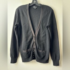 Aqua Cashmere Elegant Black Women's Cardigan